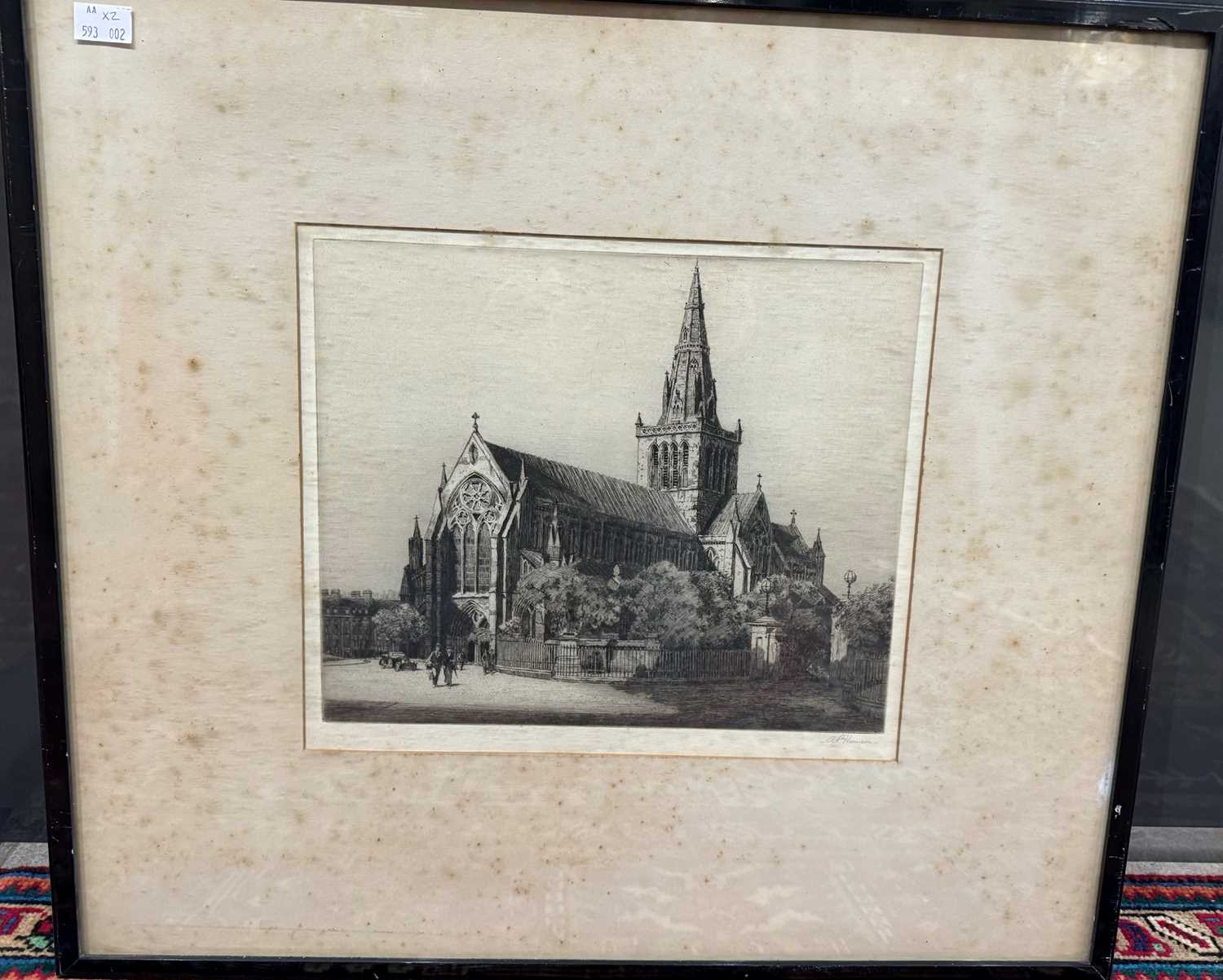 A. P. Thomson Glasgow Cathedral etching, signed lower right 26.5cm x 31.5cm, framed and glazed