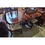 A set of four 19th century mahogany dining chairs with drop-in upholstered seats together with an