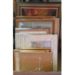 A box of assorted pictures and prints by various hands.