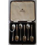 A cased set of six Edinburgh silver coffee spoons