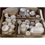 Three boxes of assorted tea wares to include examples by Paragon, Tuscan etc.