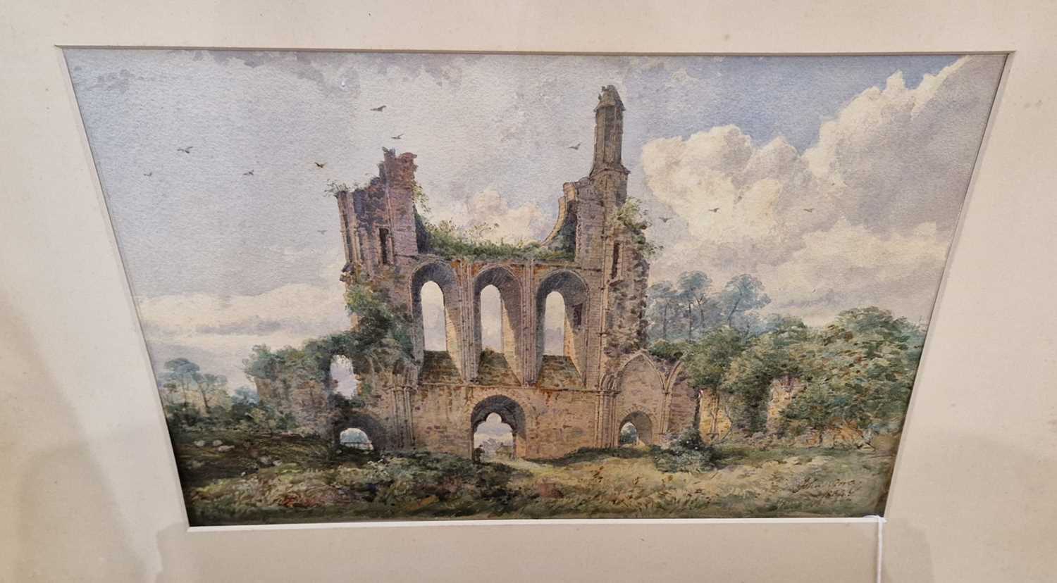 John Storey (1828-1888) Morthams Tower, Rokey watercolour, signed and dated 1866 15cm x 23cm, framed - Image 3 of 4