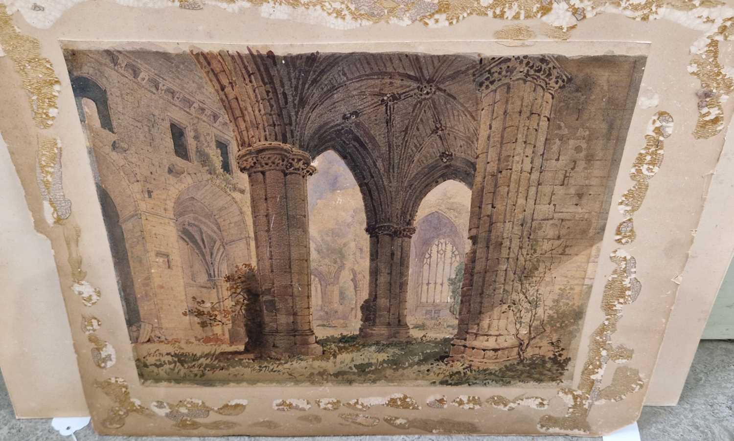 John Storey (1828-1888) Morthams Tower, Rokey watercolour, signed and dated 1866 15cm x 23cm, framed - Image 2 of 4