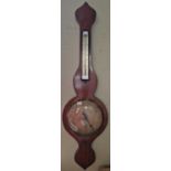 A 19th century mahogany and boxwood lined wheel barometer, Morrison Inverness, 94cm long.