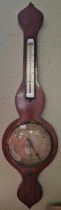 A 19th century mahogany and boxwood lined wheel barometer, Morrison Inverness, 94cm long.