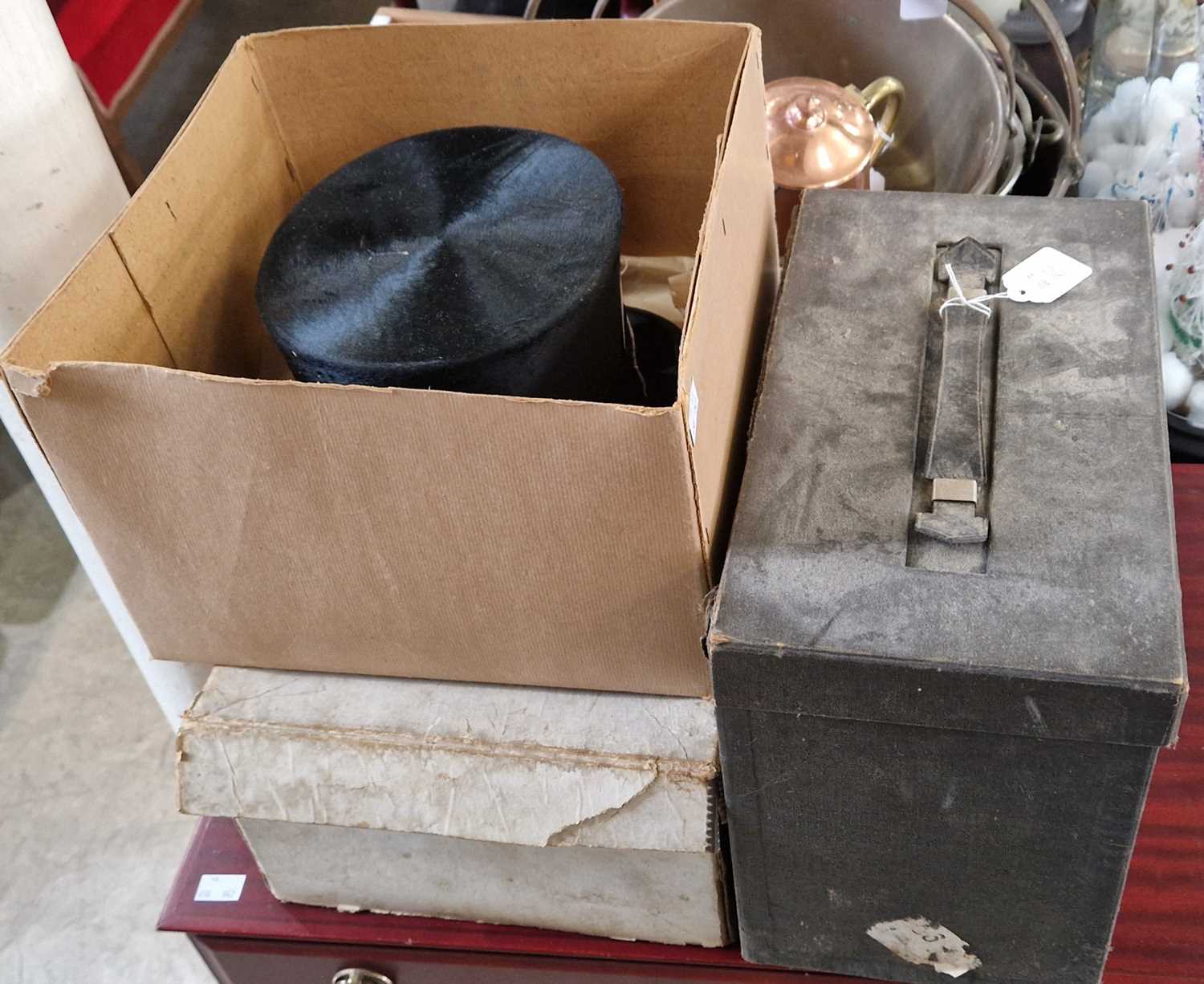 A boxed Christy's of London Imperial Quality top hat; a Tress & Co of London top hat with