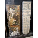 A Victorian three-fold scrap decorated draft screen together with a four-fold draft screen of