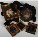 A group of small portrait pictures to include Continental School after Giovanni Biliverti, Allegorie