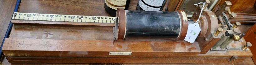 An antique folding induction coil, the side with plaque inscribed 'MAT.MED.UNIV.ABDN.'