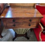 A 19th century rosewood work table, 58.5 cm wide x 74cm high.