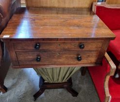 A 19th century rosewood work table, 58.5 cm wide x 74cm high.