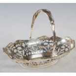 A George V silver basket, Birmingham, 1910, makers mark of S & C for Cydney & Co., oval shaped