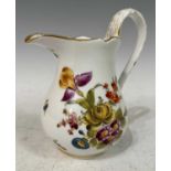 A mid-19th century Meissen style cream jug, with hand painted floral details and gilded accents,