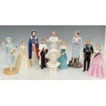 A group of nine Royal Doulton figures comprising, Her Majesty Queen Elizabeth II 2nd June 1983 to