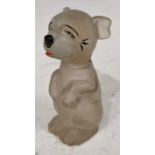 A 20th Century novelty 'Bonzo' the dog pressed glass scent bottle, 7.5cm high.