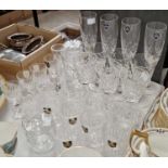 A collection of assorted Edinburgh crystal glassware to include tumblers, champagne flutes, jar