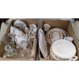 Two boxes containing Paragon country lane patterned tea/dinner wares, glassware etc.
