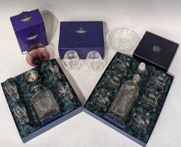 A collection of boxed crystal glassware comprising to Edinburgh Crystal brandy glasses; a Stuart