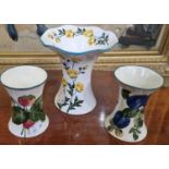 Three pieces of Wemyss pottery to include a Lady Eva vase decorated with buttercups, 15.5cm high,