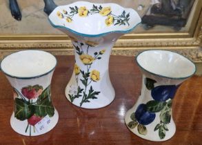 Three pieces of Wemyss pottery to include a Lady Eva vase decorated with buttercups, 15.5cm high,