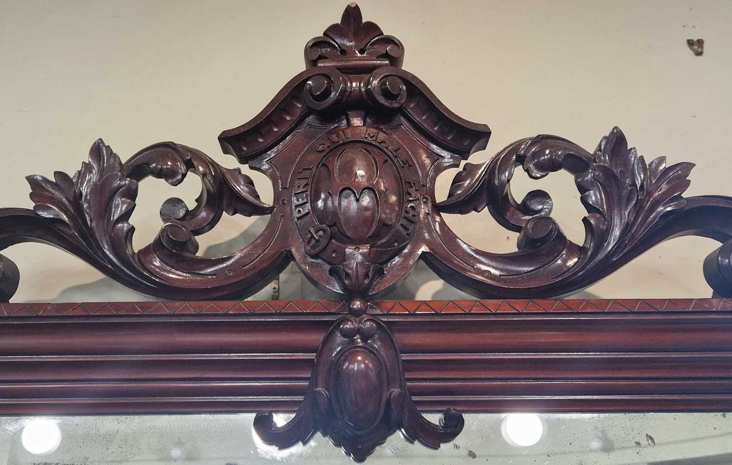 A Victorian mahogany mirror-back sideboard, the crest inscribed 'Perrit Qui Male Facit', 120cm - Image 2 of 2