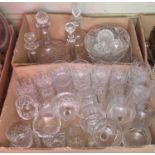 Two boxes of assorted mixed glassware.
