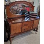 An early 20th century mahogany bowfront mirror-back sideboard, 151cm wide.