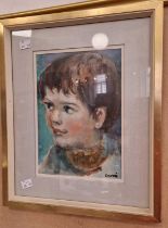 ARR Hamish Lawrie (1919-1987) Portrait of a boy oil on canvas board, signed lower right 25.5cm x