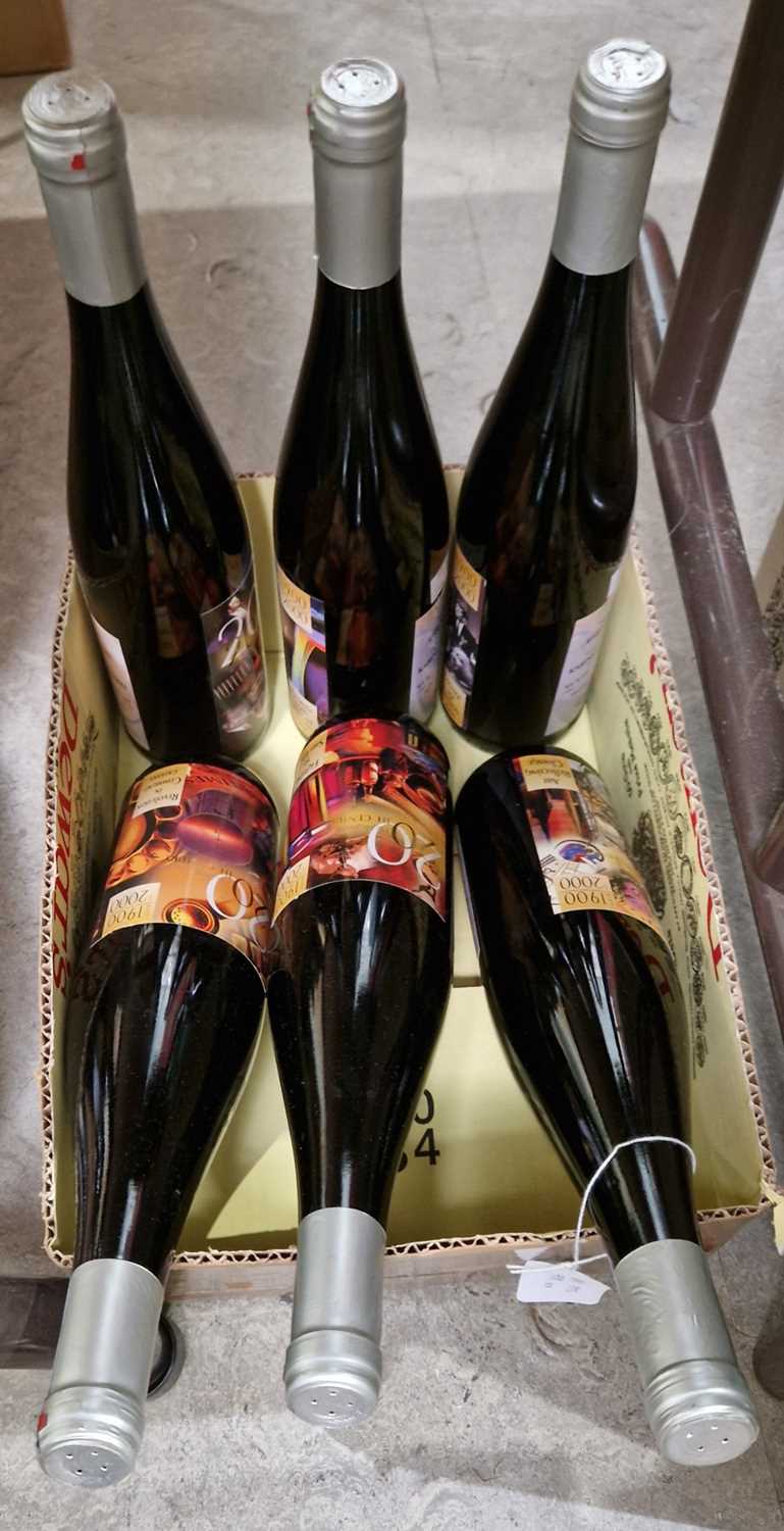Six bottles of 1998 Volxheimer Rheingrafenstein kabinet rheiinhessen 750ml, each with a different