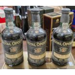 Three bottles of Port to include Royal Oporto Wine Co, Vinho Do Porto Colheita De 1963, all three
