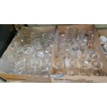 Two boxes of assorted glassware.