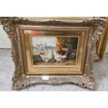 Four assorted pictures to include pair of watercolours in the manner of Birket Foster RWS -