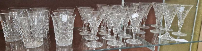 Webb Corbett - a part suite of glassware to include eight wine glasses, twelve assorted sherry