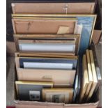 A box of assorted decorative pictures and prints, by various hands.