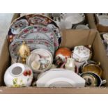 Two boxes of assorted mixed ceramics to include examples by Spode, Foley etc.