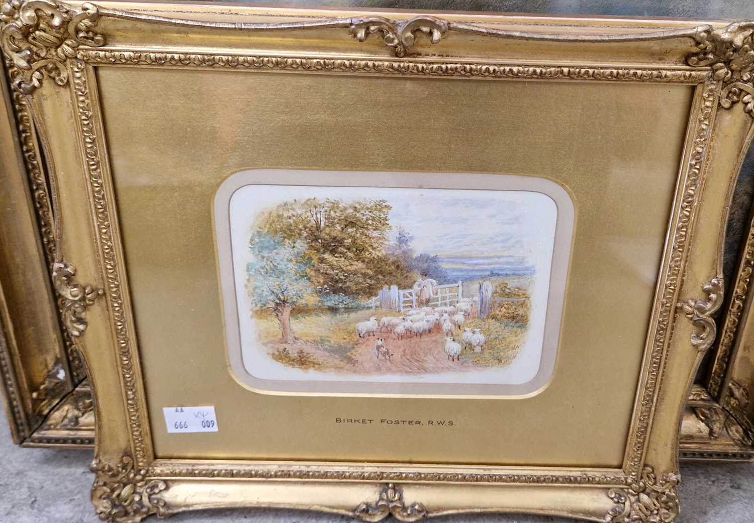 Four assorted pictures to include pair of watercolours in the manner of Birket Foster RWS - - Bild 4 aus 4