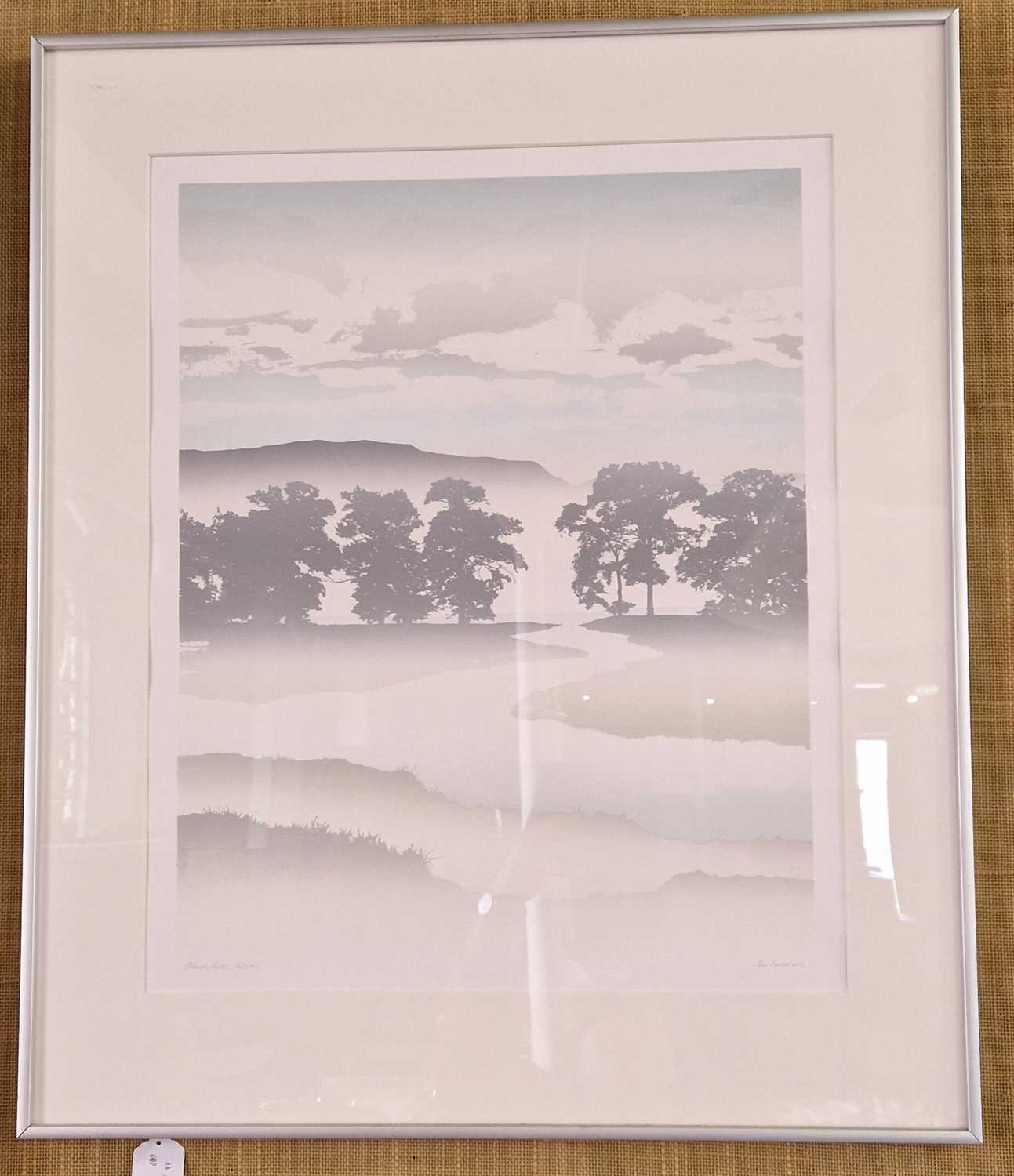 Bob Sanders Dawn River screen print 54cm x 44cm, framed and glazed 72cm x 60cm together with a - Image 2 of 2