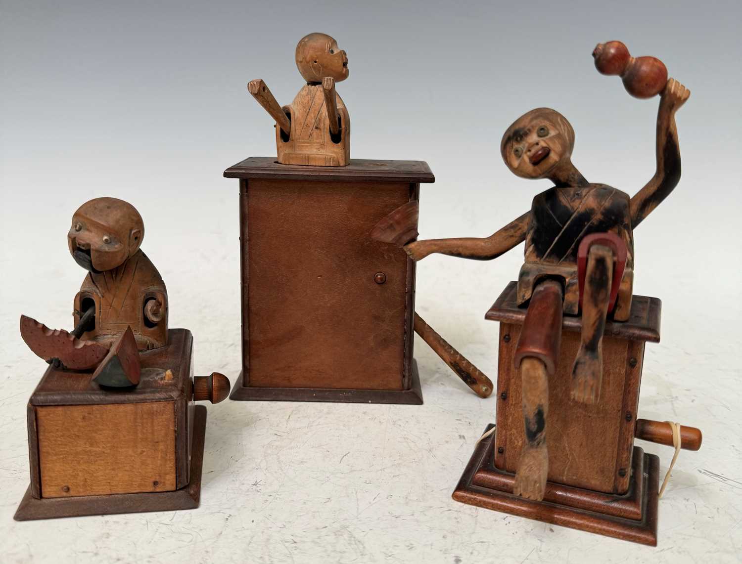 A group of three assorted Japanese wooden Kobi mechanical toys, the largest 16.5cm high. - Image 2 of 2