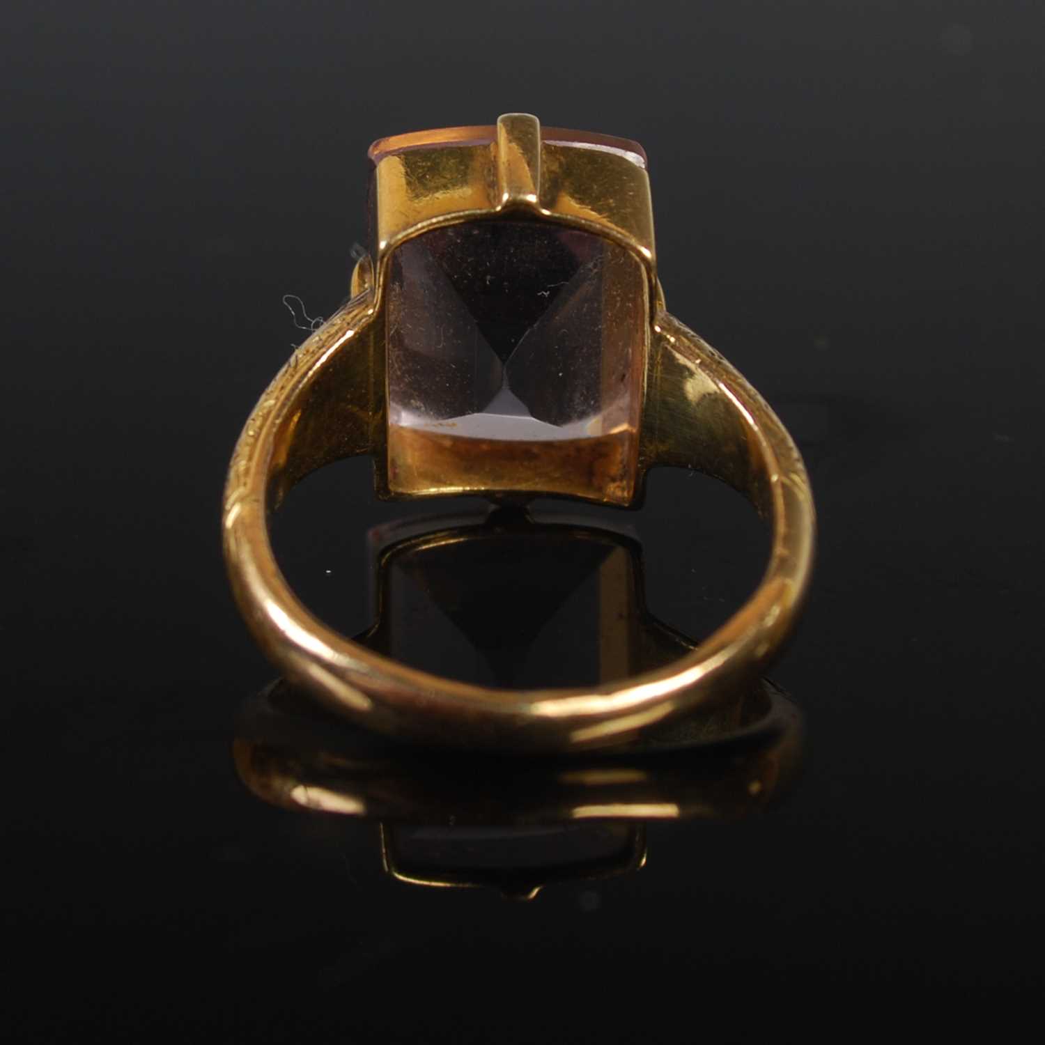 A late 19th century yellow metal and pale amethyst single stone ring stamped 18C, ring size J. - Image 2 of 3