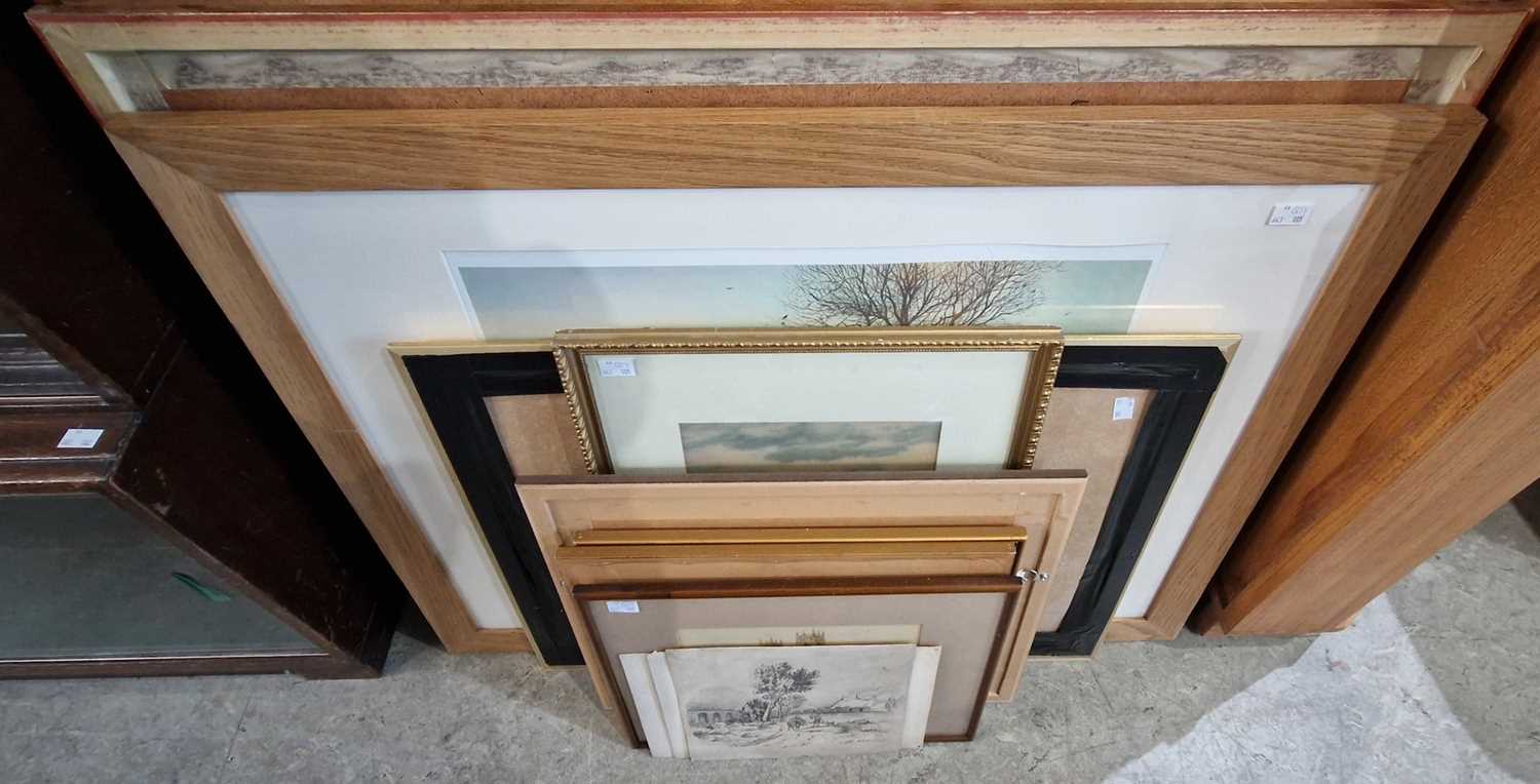 A collection of eight framed pictures and prints to include John Hamilton Glass, Highland landscape,