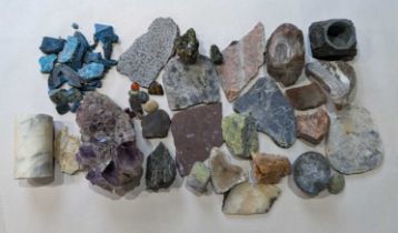 Gemology & Mineralogy Interest - a box containing a varied collection of rock specimens to include