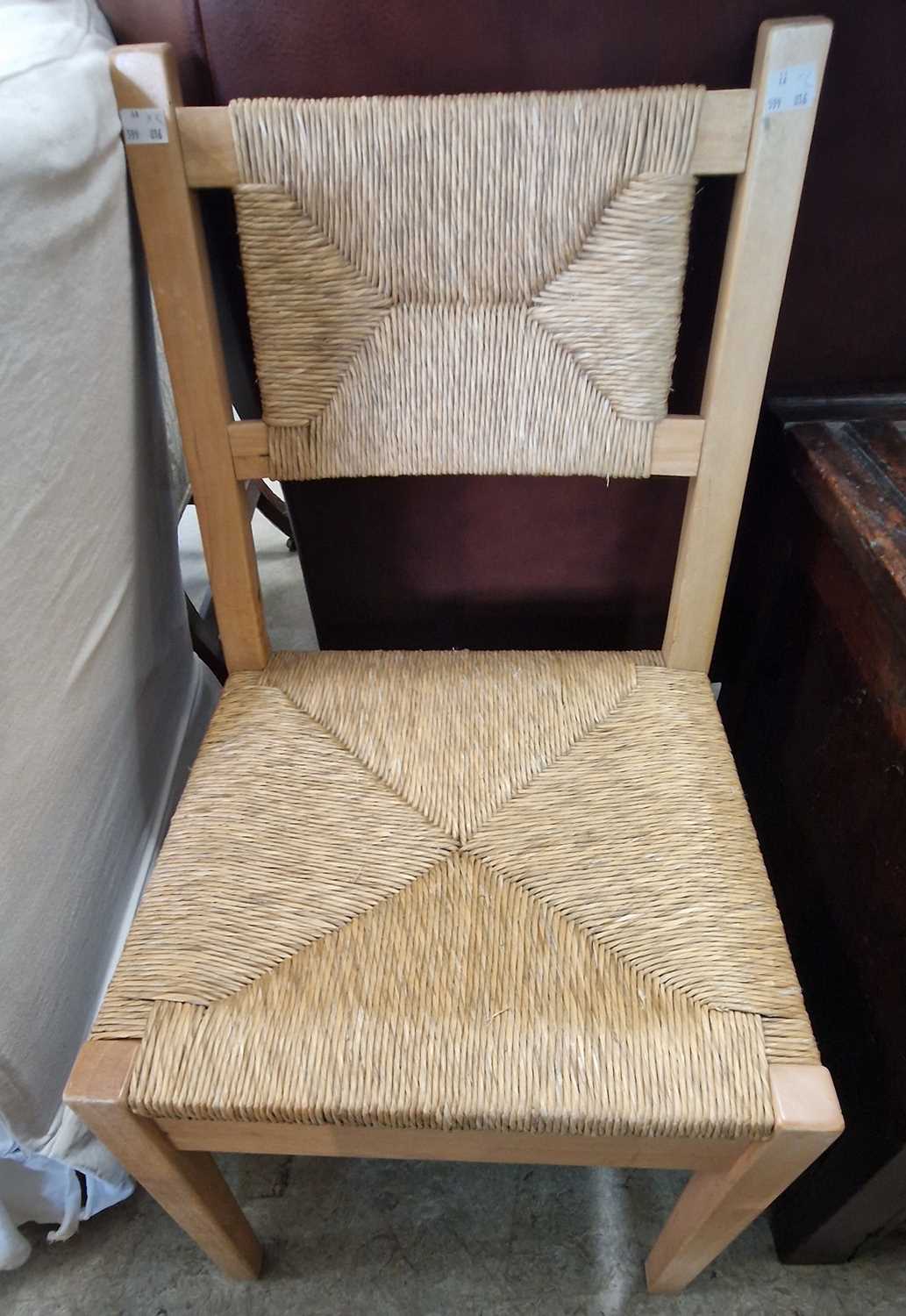 An Ikea armchair on blondewood supports, together with a beechwood side chair with rush panel back - Image 2 of 2