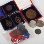 A collection of assorted medallions and medals to include a 1902 Coronation medallion for Edward VII