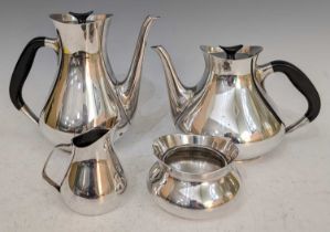 A Danish modernist four-piece silver-plated tea/coffee set by Carl Cohr, the underside marked, Cohr,