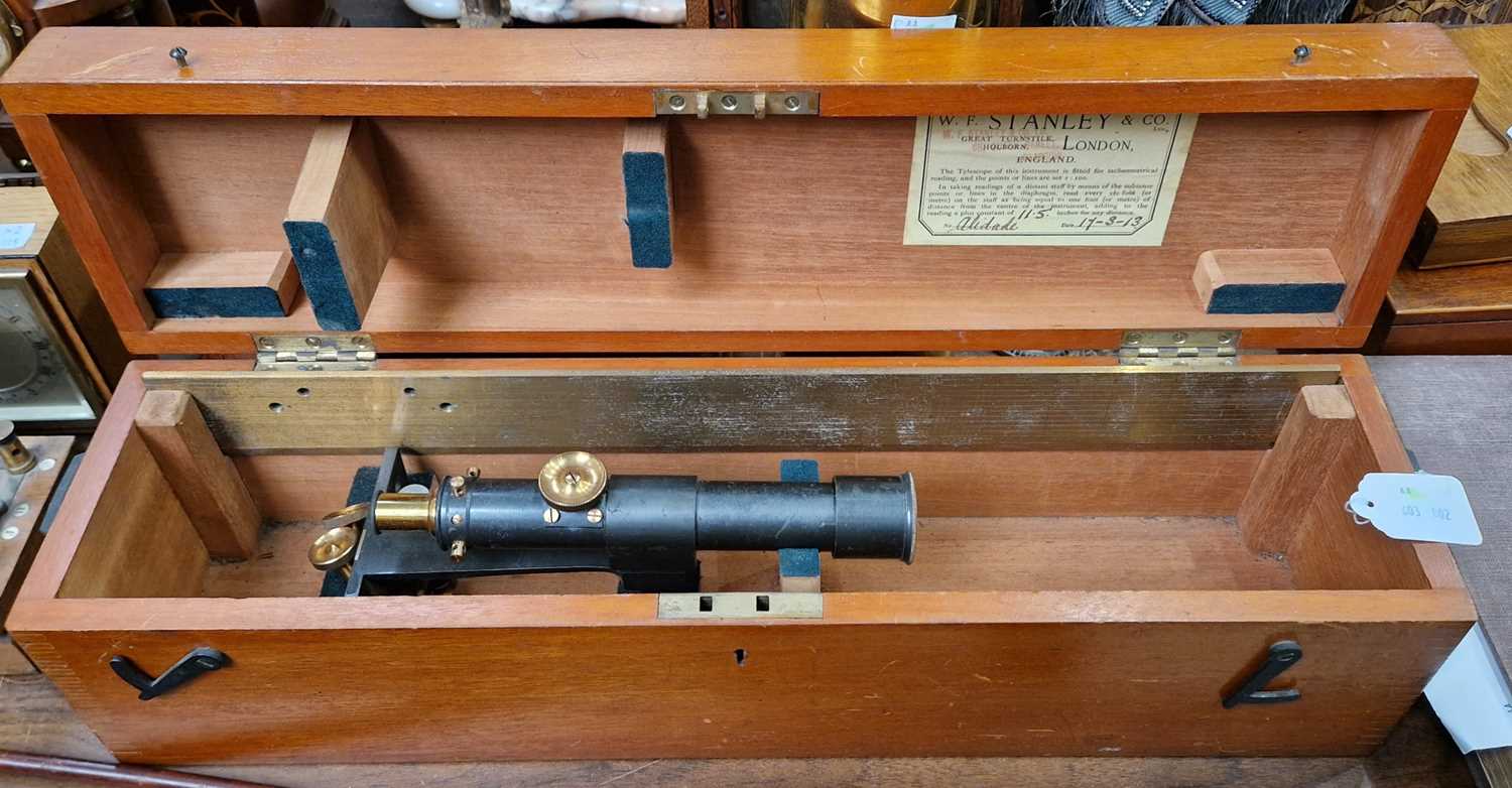 A W.F.Stanley & Co. Ltd., London surveyors scope and brass rule in original fitted box.