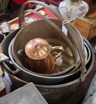 Kitchenalia - two graduated copper jelly pans; a Swan jelly pan; a Mason Cash & Co ceramic mixing