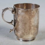 A George V silver Christening mug, Sheffield, 1919, makers mark W & H, engraved with initials and