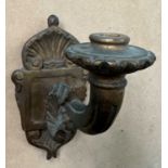 A late 19th/early 20th century gilt wood wall sconce, previously converted to electricity, 24cm