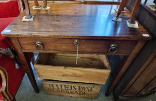 A 19th century mahogany side table with single frieze drawer, 76cm wide.