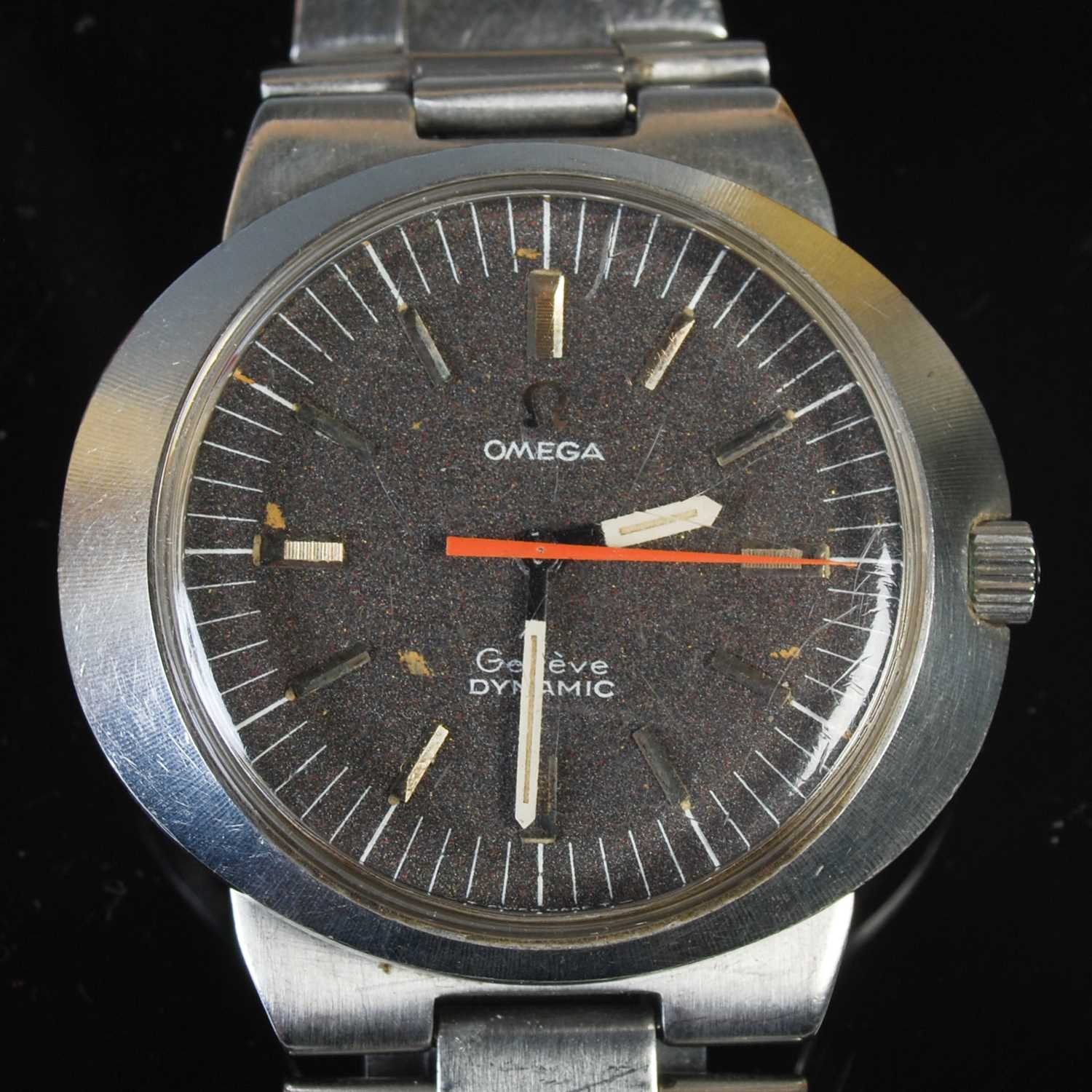 A vintage Gentleman’s Omega Dynamic bracelet wristwatch, the dial with baton numerals and orange - Image 2 of 4